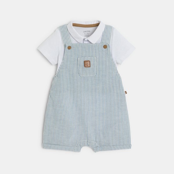 سالوبيت قصير مقلم وبودي أزرق للصبي حديث الولادة